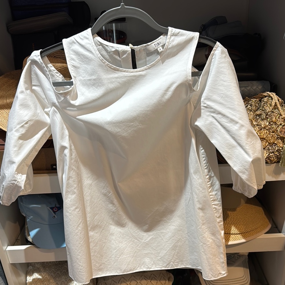 Tibi White Cold Shoulder Blouse
